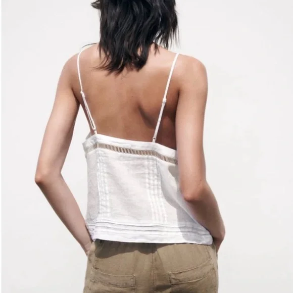 Zara White Linen Camisole - Picture 5 of 9
